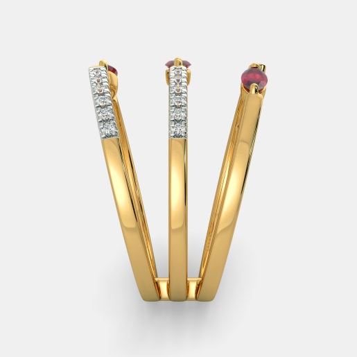 Diamond And Ruby Ring In Yellow Gold (5.5 Gram) With Diamonds (0.144 Ct)