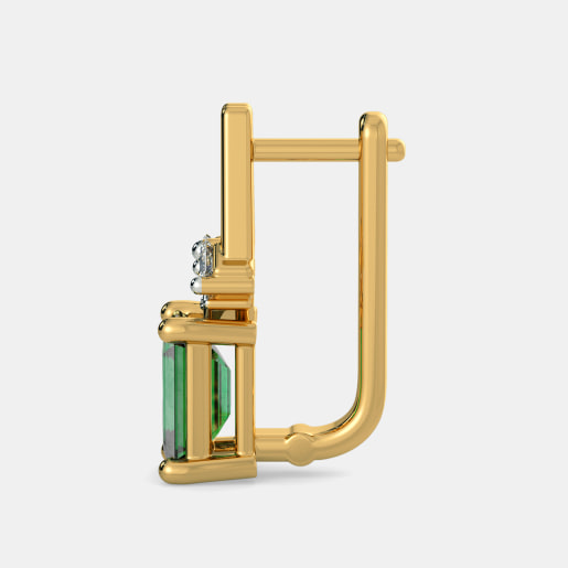 Emerald And Diamond Earring In Yellow Gold (3.01 Gram) With Diamonds (0.108 Ct)