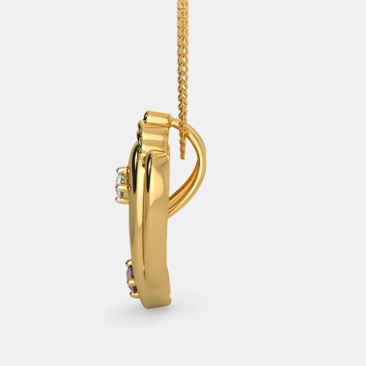 Diamond And Ruby Pendant In Yellow Gold (1.62 Gram) With Diamonds (0.032 Ct)
