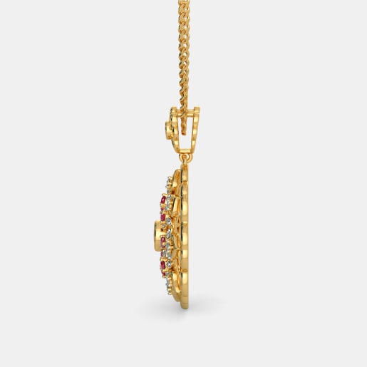 Diamond And Ruby Pendant In Yellow Gold (5.52 Gram) With Diamonds (0.200 Ct)