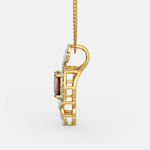 Diamond And Ruby Pendant In Yellow Gold (1.56 Gram) With Diamonds (0.288 Ct)
