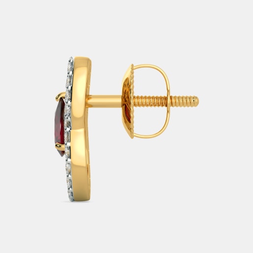 Diamond And Ruby Earring In Yellow Gold (2.35 Gram) With Diamonds (0.384 Ct)