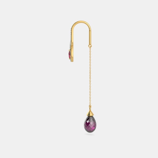 Diamond , Ruby And Rhodolite Earring In Yellow Gold (3.9 Gram) With Diamonds (0.204 Ct)