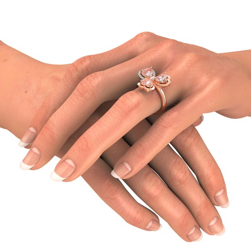 Diamond And Rose Quartz Ring In Rose Gold (5.64 Gram) With Diamonds (0.107 Ct)